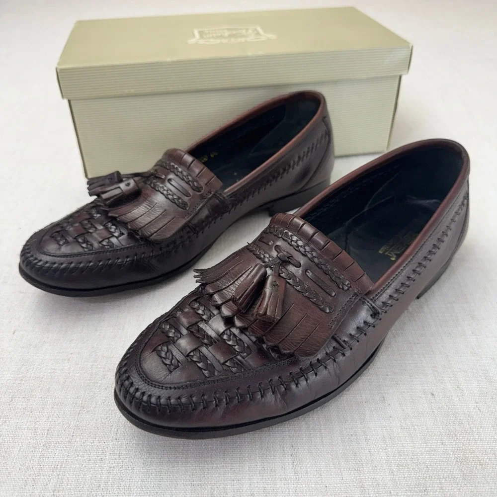 Florsheim Designer Collection Torino Woven Tassel Kiltie Loafers Wine 10.5 D USA